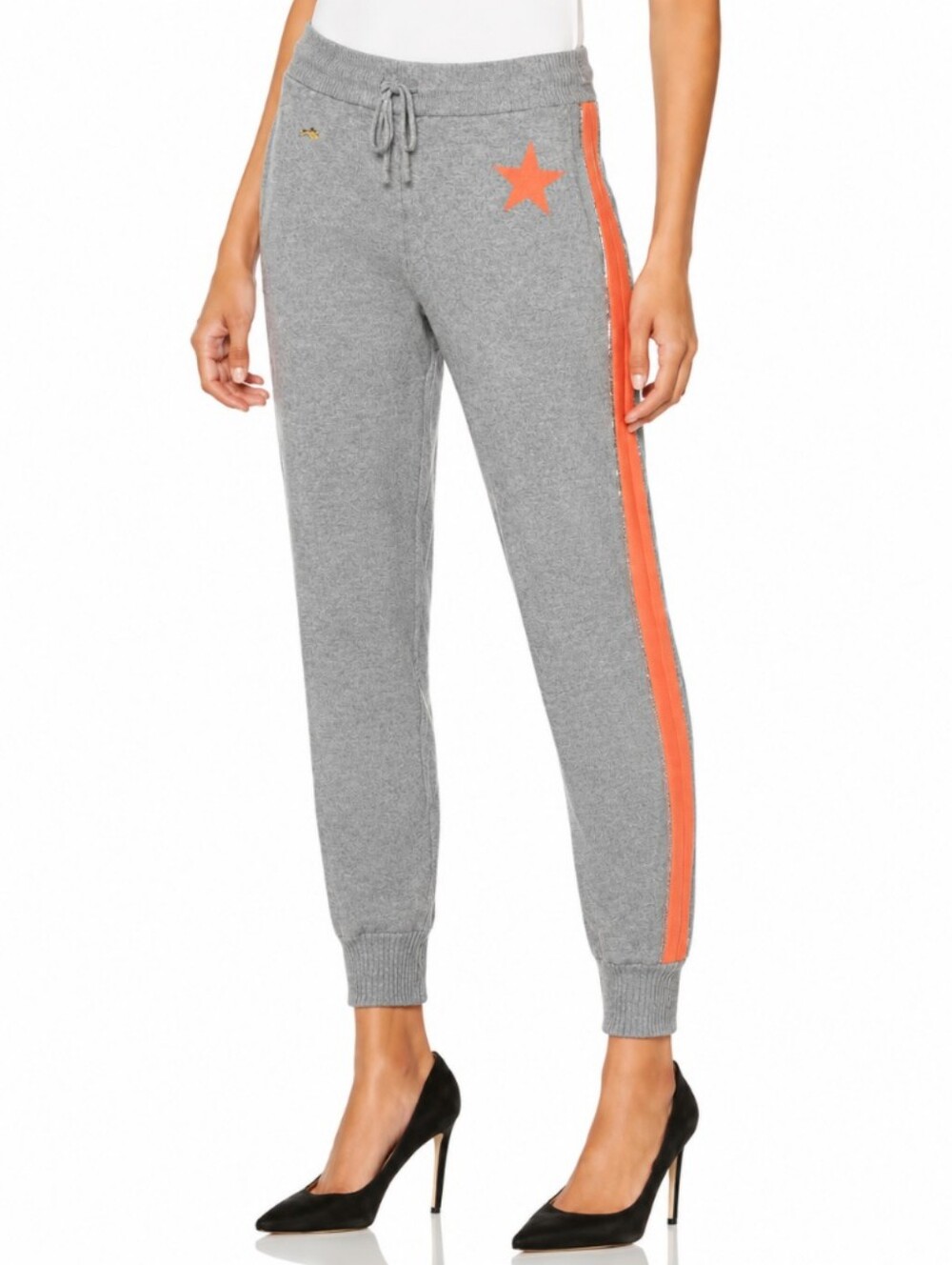 Bella Freud Billie Cashmere Track Pants Metallic Stripe Star